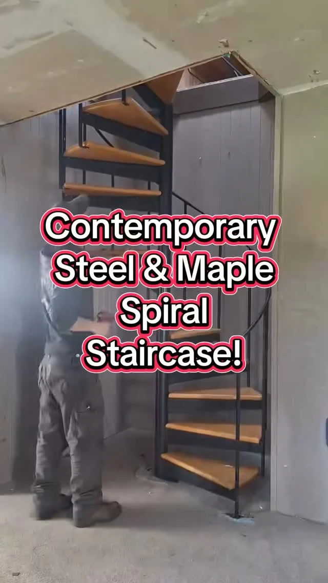Elevate your space with this modern steel spiral staircase! Beautiful maple stair treads adorn a black welded steel staircase that was salvaged out of a home in Seattle.From base to top of the railing: 149 inches or 12 feet and 5 inchesBase to landing: 113 inches or 9 feet and 5 inchesRoughly 57 inches in diameterStair treads: 25.5 wide. Narrows from 14.25 inches to 3.25 inches deep. 1.25 inches thick.Landing: 30.5 inches wide. 32 inches to 4 inches deep.Spindle spacing is about 11 inches apart.Priced roughly half of new. It did not come with screws for the stair treads. The treads have been removed and are set aside for safety and ease of moving. There should be 13 treads and one landing. The treads are in mostly good condition, but may have some wear on them.Earthwise TacomaID: 94479$1500You can place a 24 hour hold on this item by calling (253) 476-7837 and requesting a hold on item ID 94479#Spiral #SpiralStaircase #Staircase #SteelandMapleStaircase #SalvagedStaircase #Contemporary #Reuse #HomeReno #HomeRenovation #DIYHomeReno #Timelapse #Earthwise #Seattle #Tacoma #Aberdeen #Kenmore #Salvage