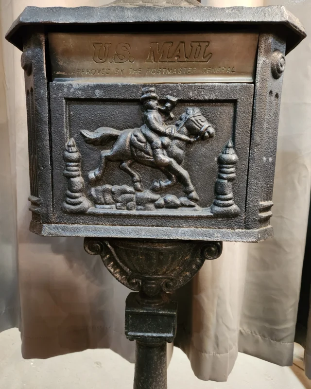 Let's face it. Your mailbox is BORING. Spice it up with some rustic Victorian era charm with this cast iron reproduction of an antique style mail box, replete with intricate historic detailing. It does not come with a key, but sits on it's own matching pedestal is ready to greet your local postal worker with some well-deserved whimsy.Measures 16.5"W x 46"H x 11.5"DTacomaID: 94470$200You can place a 24 hour hold on this item by calling (253) 476-7837 and requesting a hold on item ID 94470 #MailBox #USPS #USMail #CastIronMailBox #AntiqueStyleMailBox #VictorianEraMailbox #PedestalMailbox #Charm #OldWorldCharm #Whimsy #Whimsical #PonyExpress #PostalWorkers #Mail #YouveGotMail #PostMasterGeneral #Salvage #Earthwise #Tacoma