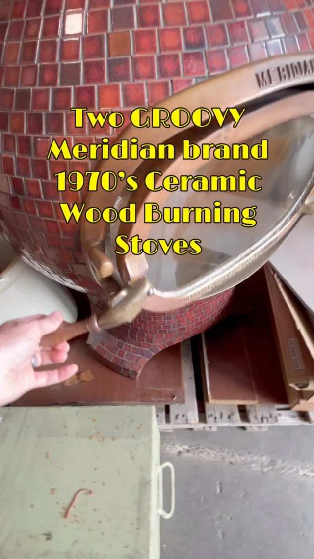 These groovy and gorgeously retro Meridian brand ceramic wood burning stoves are ready to be burnin’ for you! We have one in bold brick red tile and another in stately off-white tile, both the same and both in great working condition. These will definitely transform any living room and make even the chilliest Northwest evening super cozy and warm. Come check them out for yourself at our Seattle store while they last!Red StoveMeasures 30”W x 27.5”D x 43”HSeattleID: 97129$2500Off White StoveMeasures 30”W x 27.5”D x 43”HSeattleID: 97132$2500You can place a 24 hour hold on this item by calling (206) 624-4510 and requesting a hold on item ID 97129 or 97132More info: https://ewsalvage.com/inventory/?search=meridian%201970s%20wood%20stove#MeridianStove #WoodBurningStove #1970sStove #CeramicWoodStove #Ceramic #FirePlace #Stove #RetroFirePlace #RetroStove #CeramicTile #Vintage #Retro #VintageVibes #RetroVibes #HomeDecor #CozyVibes #GetCozy #CozyUp #Salvage #Seattle #Earthwise